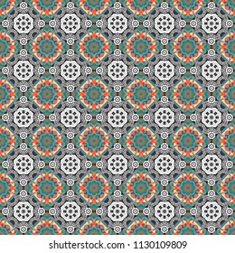 Orient popular style. Vector illustration. Sloping seamless colorful ornament for design and backgrounds. Abstract blurred paisley blue, gray and white ornament. Textured seamless pattern.