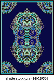 Orient rug design on dark blue background