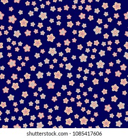 Orient seamless floral pattern. Small indian flowers, free order. Decorative flower print for wallpaper, dress, clothes, surface. Trendy colors. Shabby chic