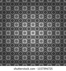 Orient seamless pattern. Colorful Pattern for Wallpaper, Textile, Linen, Curtains. Vintage Abstract Ornament with Tiles and Rhombus in white, gray and black Colors. Vector Bright Zentangle.