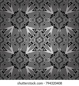 Orient seamless pattern. Vector Bright Zentangle. Colorful Pattern for Wallpaper, Textile, Linen, Curtains. Vintage Abstract Ornament with Tiles and Rhombus in black, white and gray Colors.