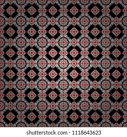 Orient seamless pattern. Vintage Abstract Ornament with Tiles and Rhombus in green, black and gray Colors. Colorful Pattern for Wallpaper, Textile, Linen, Curtains. Vector Bright Zentangle.