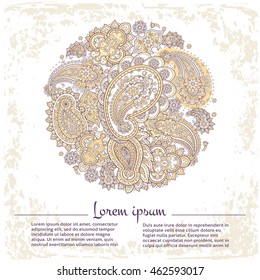Orient style vector template for your text with paisley ornament.