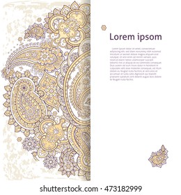 Orient style vector template for your text with paisley ornament.