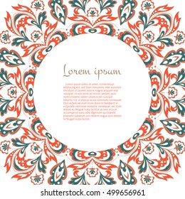 Orient style vector template for your text with mandala ornament. 