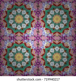 Orient, symmetry lace, fabric, wallpaper. Colored mandala pattern. Vector East, Islam, Indian, motif, revival swirling. Ethnic texture. Vintage decorative ornament on neutral, green and white colors.