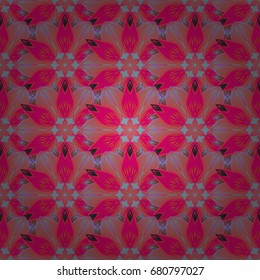 Orient, symmetry lace, meditation symbol. Arabic Vintage decorative ornament. Tribal, ethnic texture. East, Islam, Indian, ottoman motifs. Vector Mandala colored on pink background. Mandala pattern.