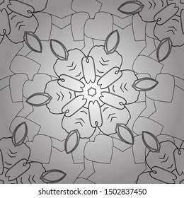 Orient textile print for bed linen, jacket, package design, printing, fabric or fashion concepts. Vector black and white grid seamless pattern with abstract elements.