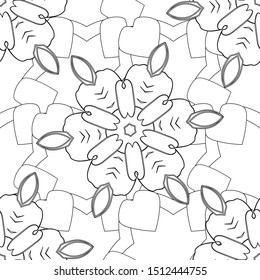 Orient textile print for bed linen, jacket, package design, printing, fabric or fashion concepts. Vector white and black grid seamless pattern with abstract elements.
