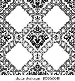 Orient vector classic black and white pattern. Seamless abstract background with vintage elements. Orient background
