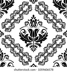 Orient vector classic black and white pattern. Seamless abstract background with vintage elements. Orient background