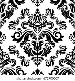 Orient vector classic black and white pattern. Seamless abstract background with repeating elements. Orient background