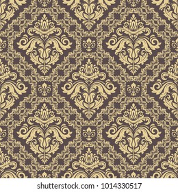 Orient vector classic brown and golden pattern. Seamless abstract background with vintage elements. Orient background