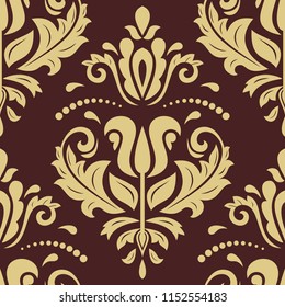 Orient vector classic brown and golden pattern. Seamless abstract background with vintage elements. Orient background. Ornament for wallpaper and packaging