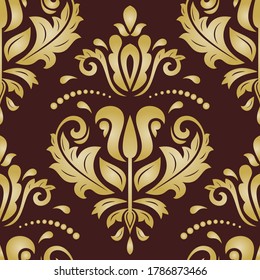 Orient vector classic brown and golden pattern. Seamless abstract background with vintage elements. Orient brown and golden background. Ornament for wallpaper and packaging