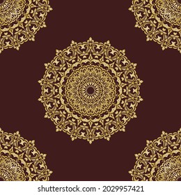 Vector de Oriente patrón clásico marrón y dorado. Fondo abstracto impecable con elementos vintage. Fondo de orientación. Ornamento para fondos de escritorio