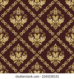 Vector de Oriente patrón clásico marrón y dorado. Fondo abstracto impecable con elementos vintage. Patrón de orientación. Ornamento para papeles pintados y embalajes