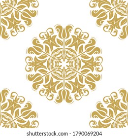 Patrón de oro clásico del vector oriental. Fondo abstracto impecable con elementos vintage. Fondo de orientación. Ornamento para papel pintado y embalaje