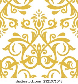 Vector de Oriente patrón clásico de oro y blanco. Fondo abstracto impecable con elementos vintage. Patrón de orientación. Ornamento para papeles pintados y embalajes