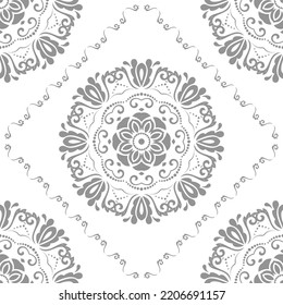 Patrón de gris y blanco clásico del vector oriental. Fondo abstracto impecable con elementos vintage. Patrón de orientación. Ornamento para papeles pintados y embalajes