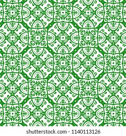 Orient vector classic green and white pattern. Seamless abstract background with vintage elements. Orient background. Ornament for wallpaper and packaging