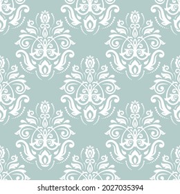 Patrón clásico de azul claro y blanco del vector oriental. Fondo abstracto impecable con elementos vintage. Fondo de orientación. Ornamento para papeles pintados y embalajes