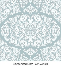 Orient vector classic light blue and white pattern. Seamless abstract background with repeating elements. Orient background