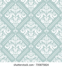 Orient vector classic light blue and white pattern. Seamless abstract background with repeating elements. Orient background