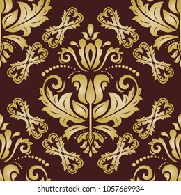 Orient vector classic pattern. Seamless abstract background with vintage golden elements. Orient background