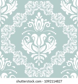 Orient vector classic pattern. Seamless abstract background with vintage elements. Orient light blue and white background. Ornament for wallpaper and packaging