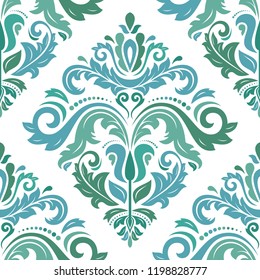 Orient vector classic pattern. Seamless abstract background with vintage blue and green elements. Orient background. Ornament for wallpaper and packaging