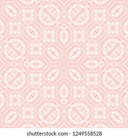 Orient vector classic pattern. Seamless abstract background with vintage elements. Orient pink and white background. Ornament for wallpaper and packaging