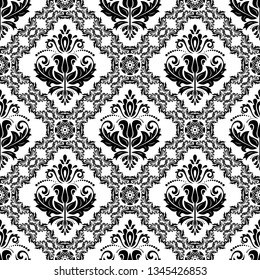 Orient vector classic pattern. Seamless abstract black and white background with vintage elements. Orient background. Ornament for wallpaper and packaging