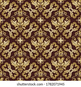 Orient vector classic pattern. Seamless abstract brown and golden background with vintage elements. Orient background. Ornament for wallpaper and packaging