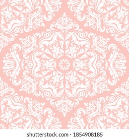 Orient vector classic pattern. Seamless abstract background with vintage elements. Orient background. Pink and white ornament for wallpaper and packaging