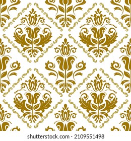 Orient vector classic pattern. Seamless abstract background with golden vintage elements. Orient golden pattern. Ornament for wallpapers and packaging