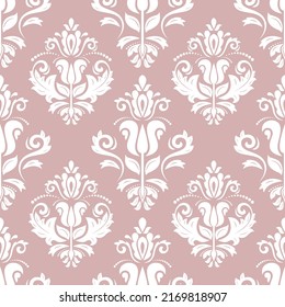 Orient Vector Classic Pattern. Seamless Abstract Background With Vintage Elements. Orient Purple And White Pattern. Ornament For Wallpapers And Packaging