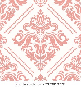 Orient vector classic pattern. Seamless abstract background with vintage elements. Orient pink pattern. Ornament barogue wallpaper