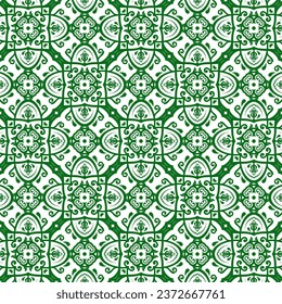 Orient vector classic pattern. Seamless abstract green and white background with vintage elements. Orient pattern. Ornament barogue wallpaper