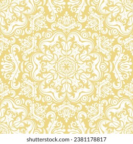 Orient vector classic pattern. Seamless abstract background with vintage elements. Orient yellow and white pattern. Ornament wallpaper