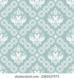 Orient vector classic pattern. Seamless abstract background with vintage elements. Orient light blue and white pattern. Ornament barogue wallpaper