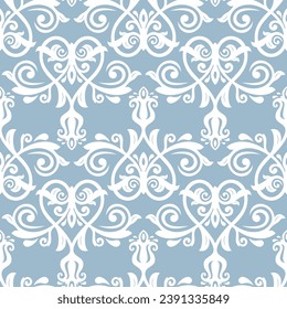 Orient vector classic pattern. Seamless abstract background with vintage elements. Orient light blue and white pattern. Ornament barogue wallpaper