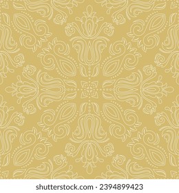 Orient vector classic pattern. Seamless abstract background with vintage elements. Orient golden white pattern. Ornament barogue wallpaper