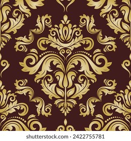 Orient vector classic pattern. Seamless abstract background with vintage elements. Orient brown and golden pattern. Ornament for wallpaper