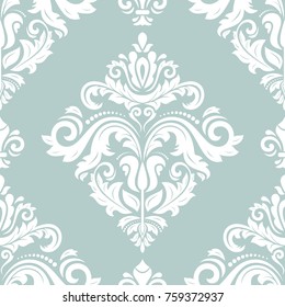 Orient vector classic pattern. Seamless abstract background with repeating elements. Orient light blue and white background