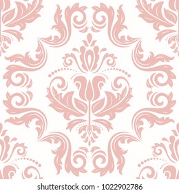 Orient vector classic pink pattern. Seamless abstract background with vintage elements. Orient background