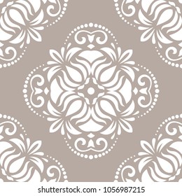 Orient vector classic white pattern. Seamless abstract background with vintage elements. Orient background