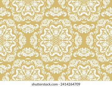 Orient vector classic yellow white pattern. Seamless abstract background with vintage elements. Orient pattern. Ornament for wallpaper