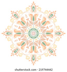 Orient vector ornamental round lace with damask and arabesque elements. Traditional ornament