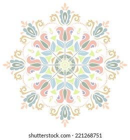 Orient vector ornamental round lace with damask and arabesque elements. Traditional ornament